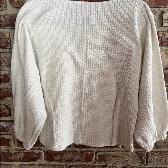 🤍 Anthropologie Cloth & Stone White Textured Puff Sleeve Top | M - Picture 3 of 3
